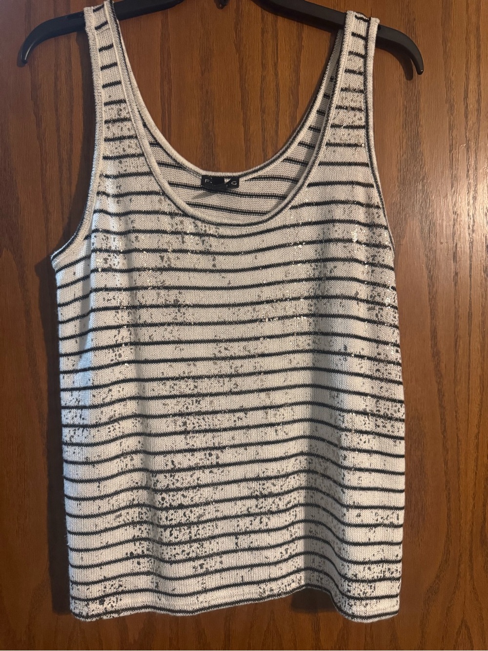 FANG White and Black Striped Scoop Tank